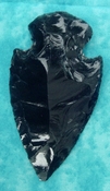  4.22" black obsidian spearhead reproduction black obsidian 0341 