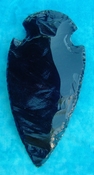  4.56" black obsidian spearhead reproduction black obsidian 0407 