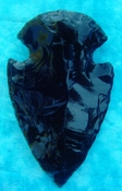  4.17" black obsidian spearhead reproduction black obsidian 0404 