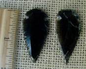  Pair of obsidian arrowheads for making custom jewelry ae223 