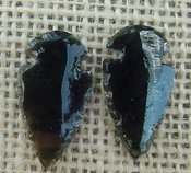  1 pair arrowheads for earrings black obsidian replica obe94 