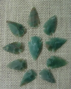  10 green arrowheads transparent stone replica arrow heads sp28 