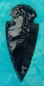  4.26" black obsidian spearhead reproduction black obsidian O358 