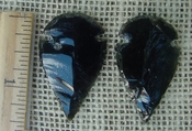  Pair of obsidian arrowheads for making custom jewelry ae242 