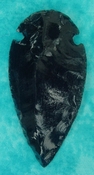  3.69" black obsidian spearhead reproduction black obsidian 0343 