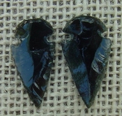  1 pair arrowheads for earrings black obsidian replica obe88 