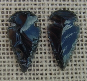  1 pair arrowheads for earrings black obsidian replica obe96 
