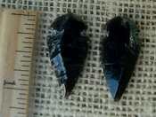  Pair of obsidian arrowheads for making custom jewelry ae224 