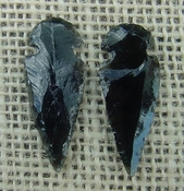  1 pair arrowheads for earrings black obsidian replica obe14 