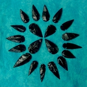  20 obsidian arrowheads replica 2"-2 1/2" black arrowheads ob125 