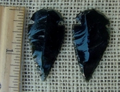  Black obsidian arrowheads pair for making custom jewelry ae218 