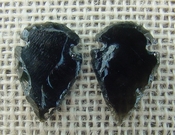  1 pair arrowheads for earrings black obsidian replica obe54 