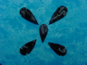  5 obsidian arrowheads reproduction black spearheads O98 