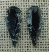  1 pair arrowheads for earrings black obsidian replica obe15 