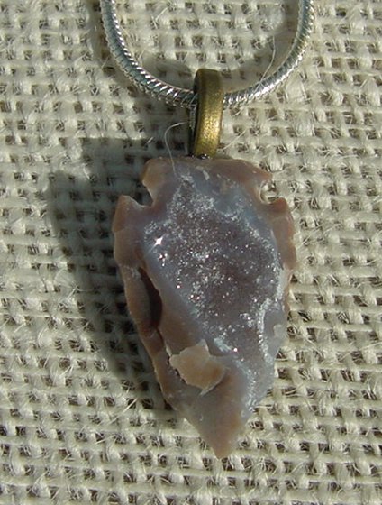 1.15" druzy arrowhead necklace replica beautiful crystal na183