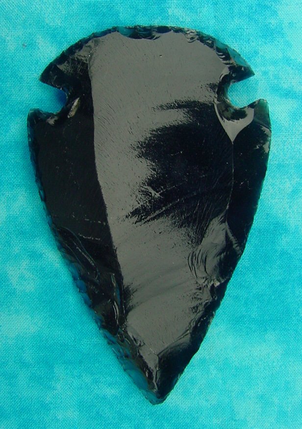 3.61" obsidian spearhead reproduction black obsidian O323