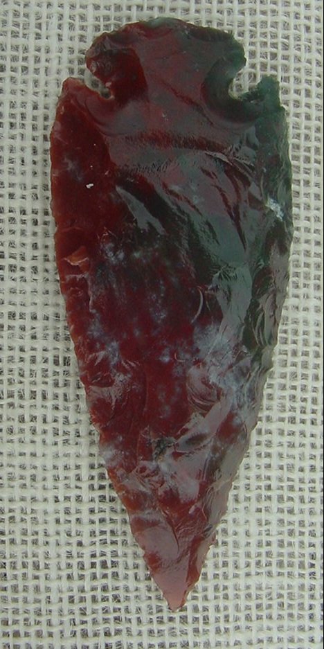 3.97" red green spearhead stone replica spear point wide jw28