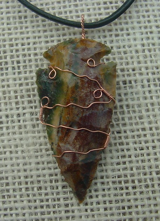 2.06" inch replica arrowhead custom wire wrapped necklace ap22