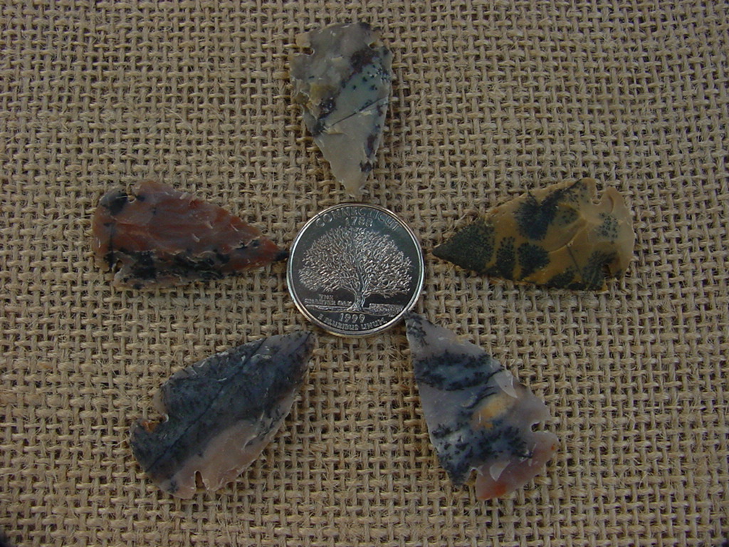 5 Specialty arrowheads reproduction multi colored points ke49