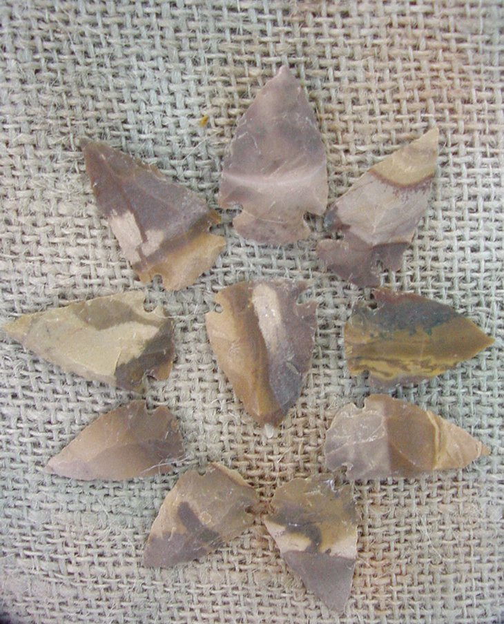 10 arrowheads reproduction tans browns arrowheads points ks319
